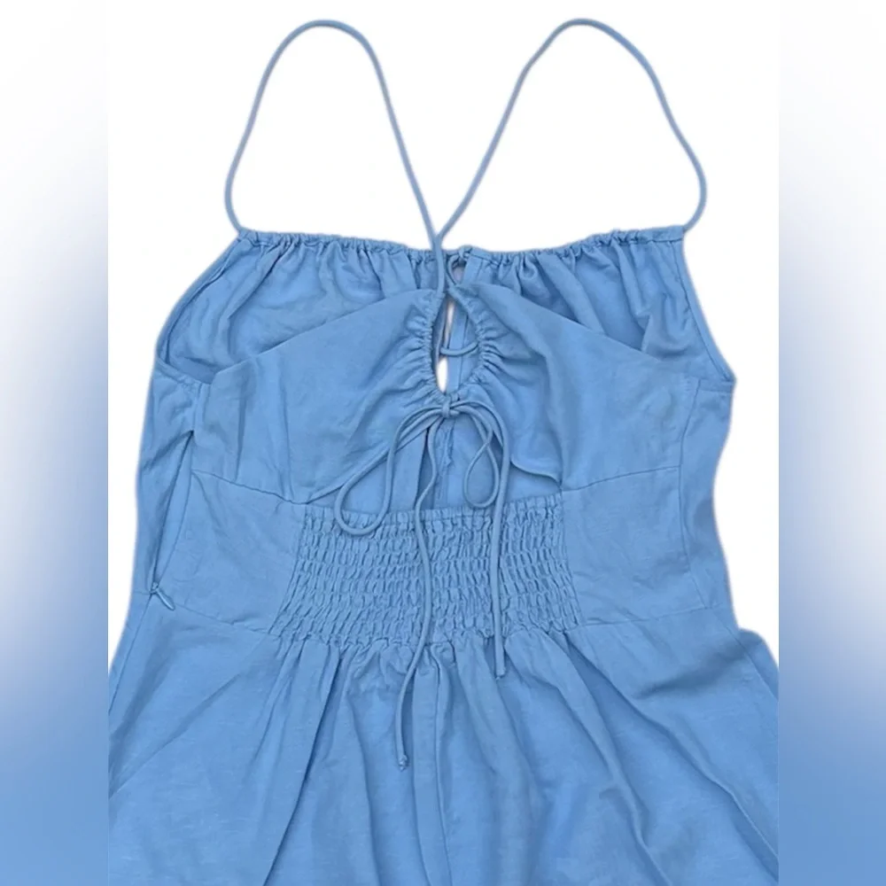 H&M NWT Linen-Blend Light Blue Mini Dress Size:S - Picture 6 of 7